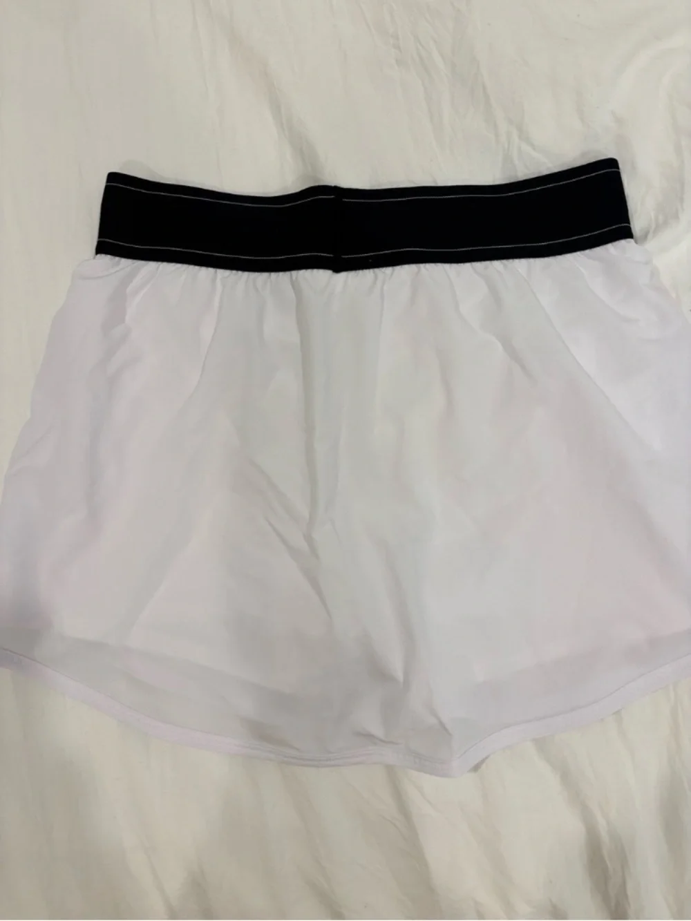 ALO Yoga White Athletic Shorts with Black Waistband
